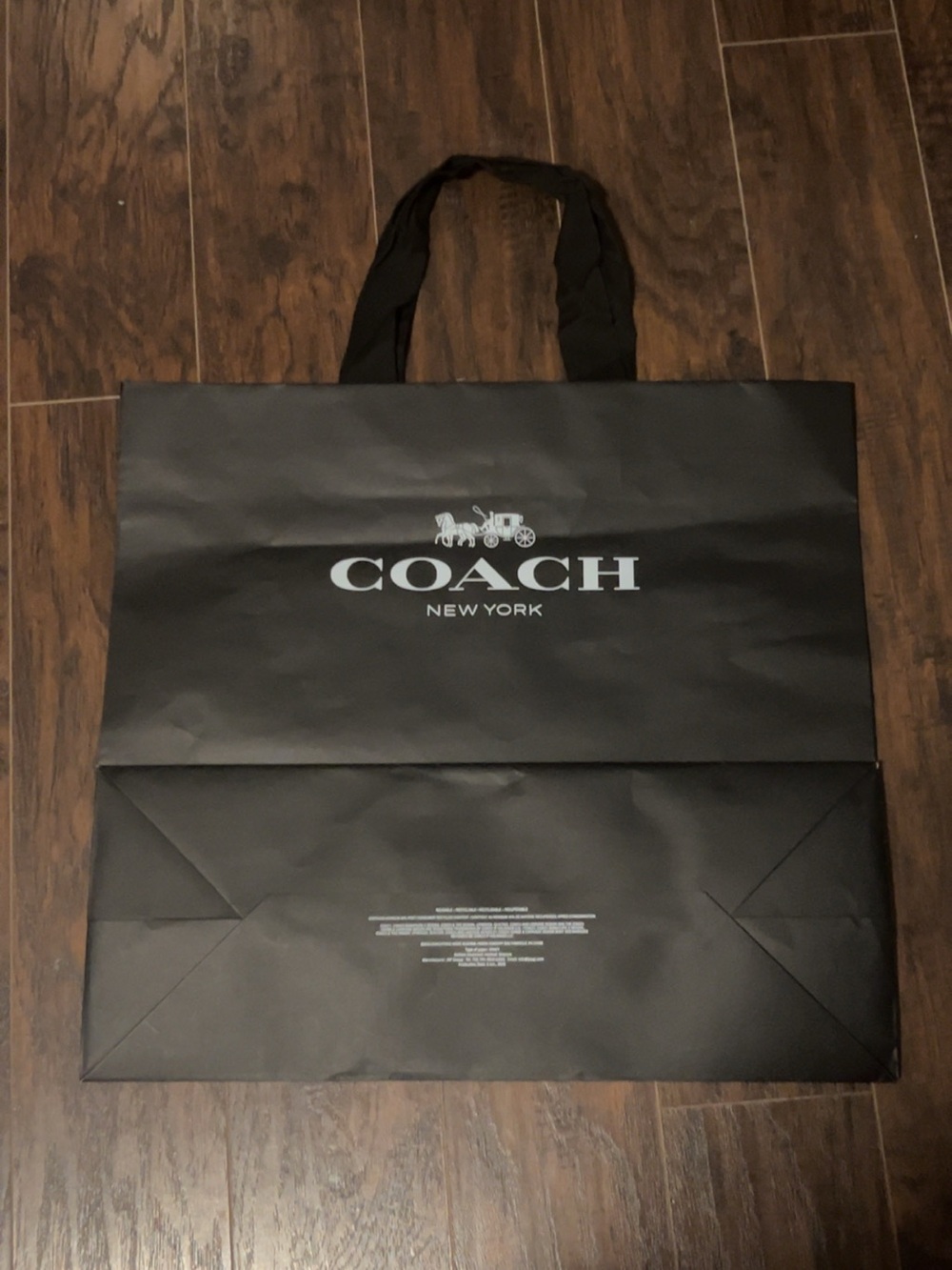 Coach Black Paper Tote with White Logo
